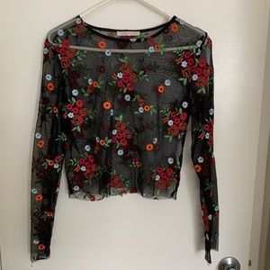 Floral mesh Urban Outfitters long sleeve